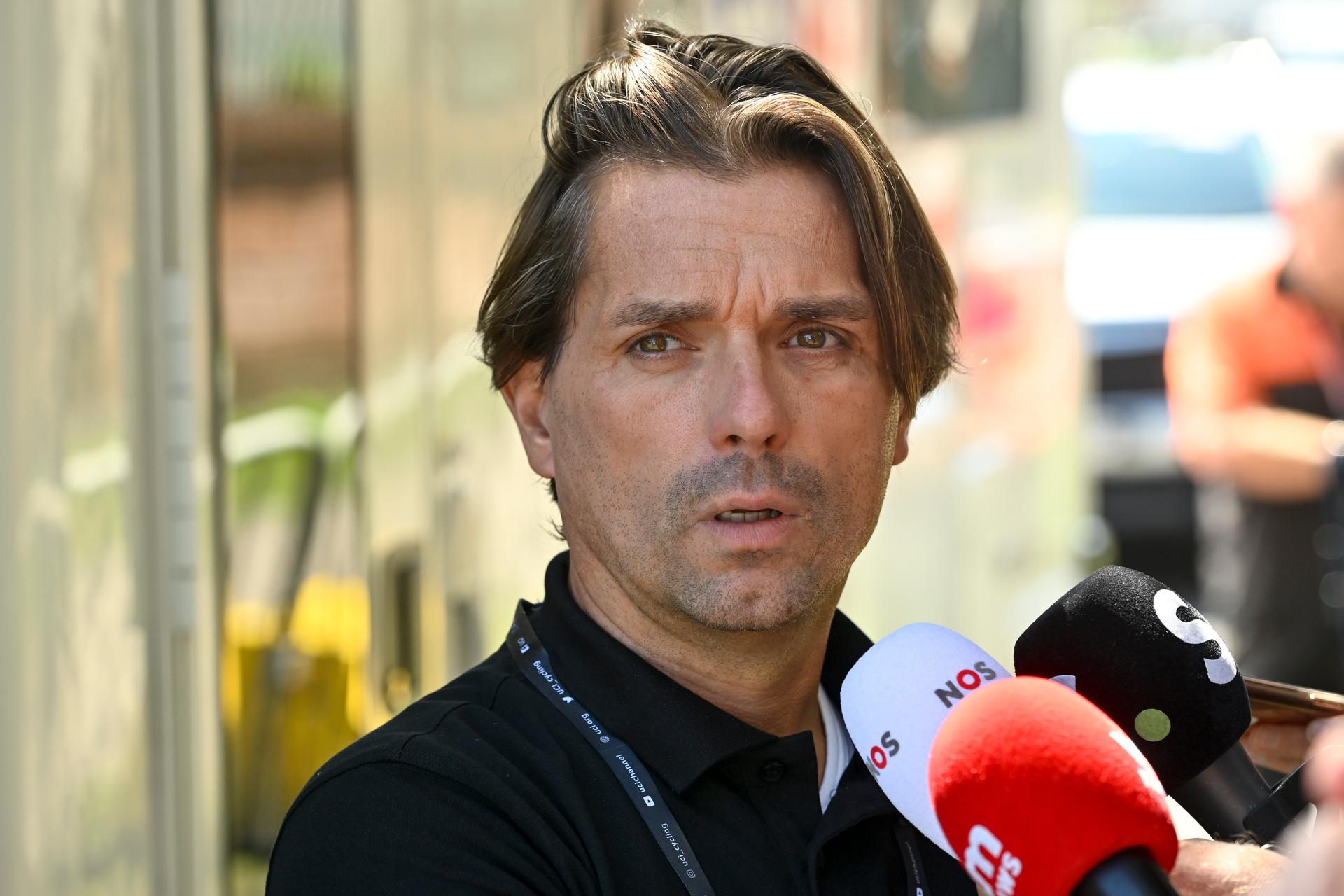 Alpecin-Deceuninck team manager Christoph Roodhooft pictured during the men's elite road race at the UCI Road World Championships Cycling 2022, in Wollongong, Australia, Sunday 25 September 2022. The Worlds are taking place from 18 to 25 September. BELGA PHOTO DIRK WAEM