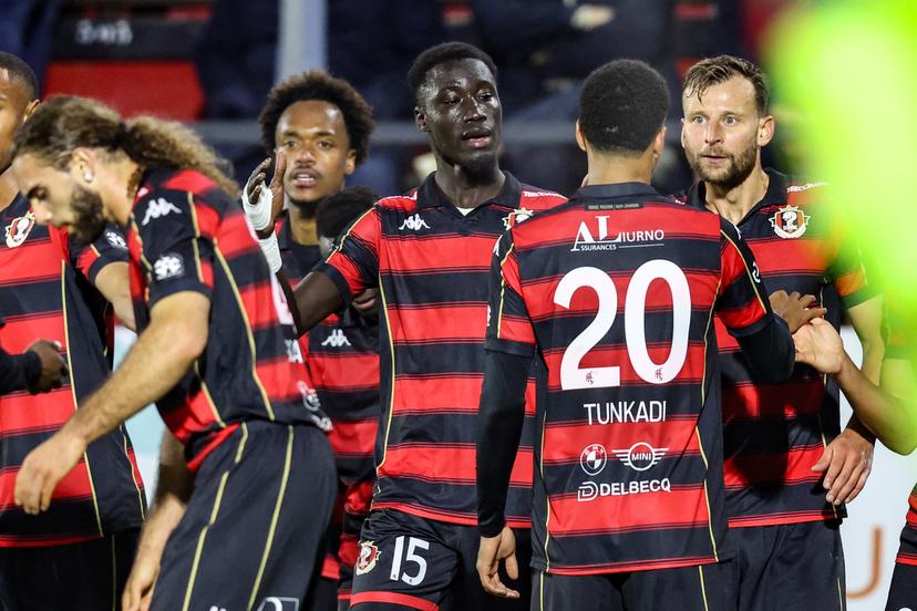 Seraing's Moustapha Diop celebrates after scoring during a soccer match between RFC Seraing and RFC Liege, Friday 30 October 2026 in Seraing, on day 9 of the 2026-2027 'Challenger Pro League' second highest division of the Belgian championship. BELGA PHOTO BRUNO FAHY