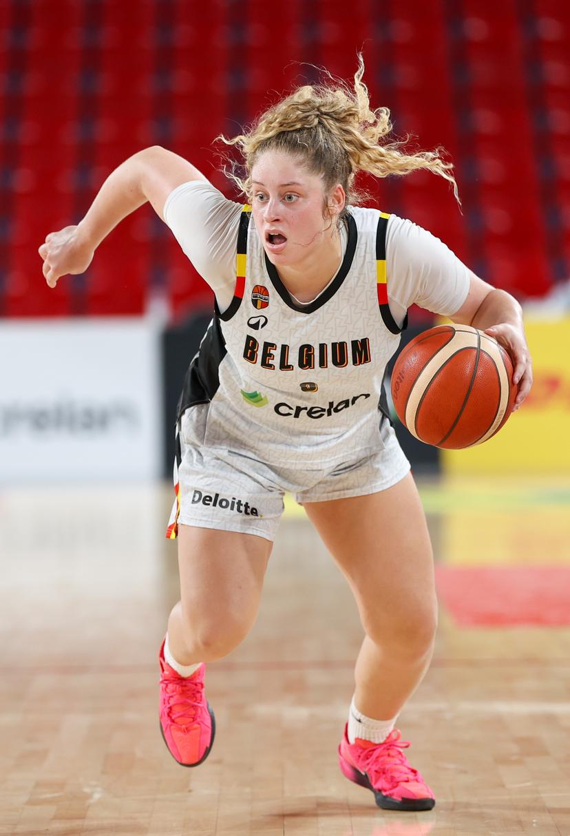 Belgium's Jada Lynch pictured in action during a DHL Youth Day game between the Be Gold Cats and Young Finland team, in Charleroi, on Friday 26 June 2026. The Be Gold project aims to ensure a long-term transition by recruiting the best young athletes of the U18 and U20 teams into the Belgian Cats squad on the road to the 2028 and 2032 Olympic games. BELGA PHOTO VIRGINIE LEFOUR