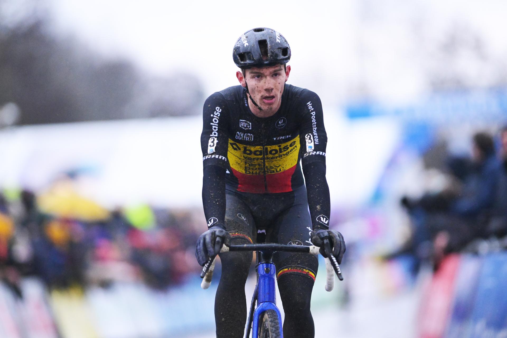 Belgian Thibau Nys crosses the finish line at the men's elite race of the 'GP Sven Nys' cyclocross cycling event on Thursday 01 January 2026 in Baal, stage 6/8 in the X2O Badkamers 'Trofee Veldrijden' competition. BELGA PHOTO DAVID PINTENS