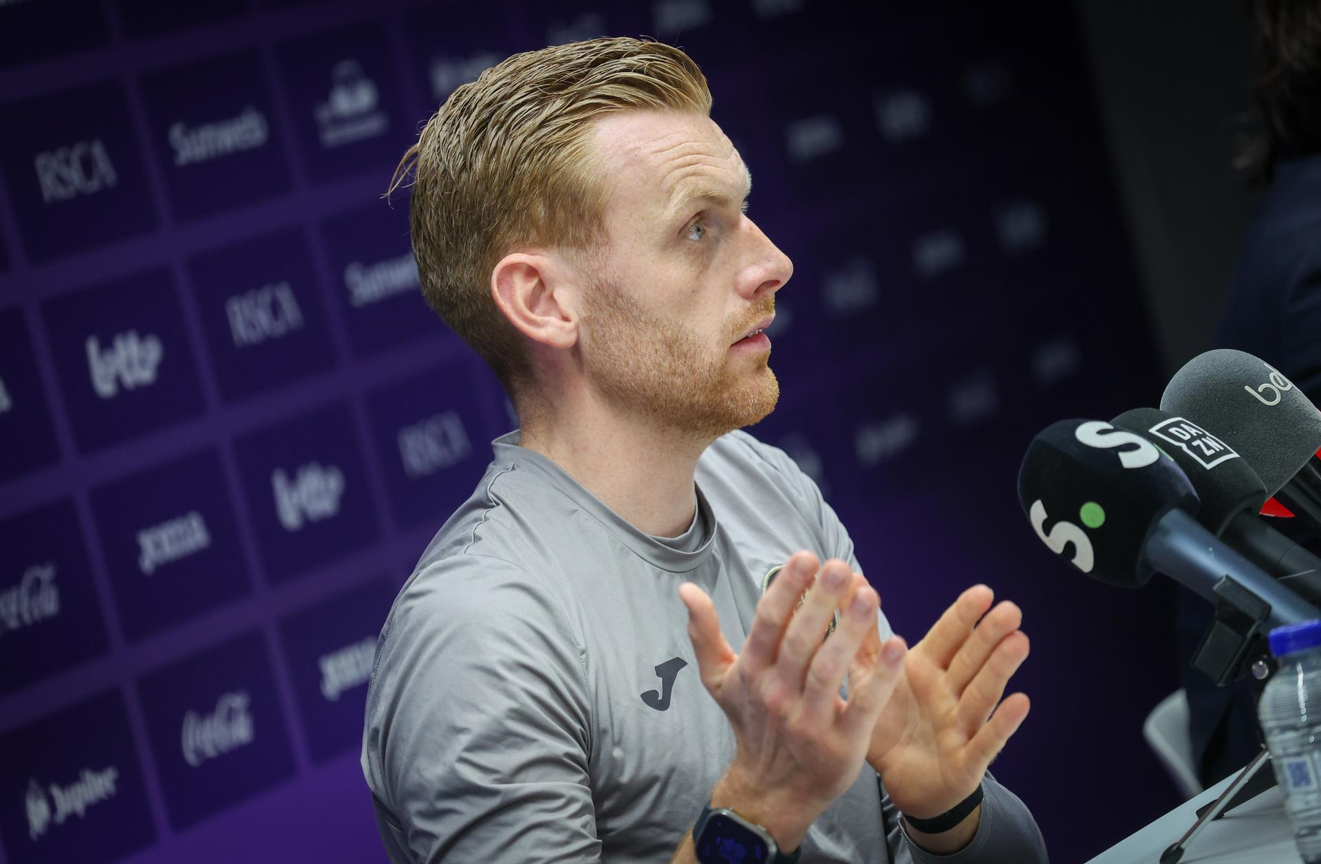 Anderlecht's interim coach Edward Still pictured during a press conference of Belgian soccer team RSC Anderlecht, on Wednesday 04 February 2026 in Brussels, ahead of tomorrow's game against Antwerp in the Croky Cup semi final game of season 2025 - 2026. BELGA PHOTO VIRGINIE LEFOUR