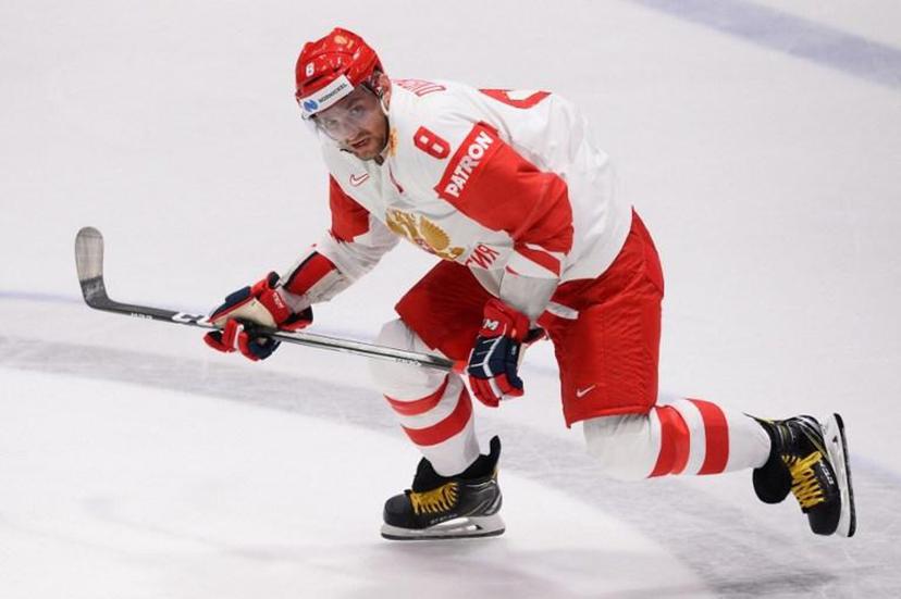 Russia's forward Alexander Ovechkin reacts during the World Championships Group B match between Latvia and Russia on May 18, 2019 in Bratislava.   VLADIMIR SIMICEK / AFP