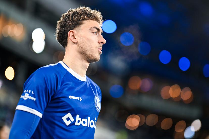 Gent's Mathias Delorge pictured at the start of a soccer match between KAA Gent and STVV, Sunday 30 November 2025 in Gent, on day 16 of the 2025-2026 'Jupiler Pro League' first division of the Belgian championship. BELGA PHOTO TOM GOYVAERTS