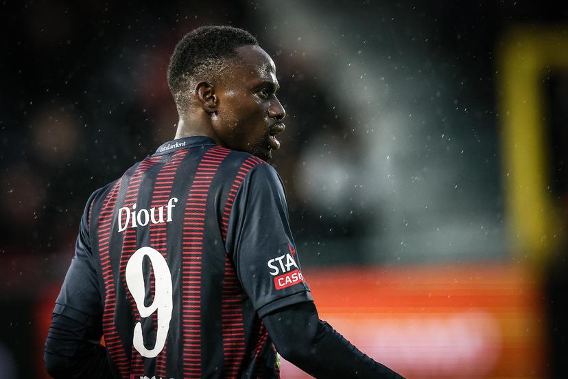 Liege's Oumar Diouf pictured in action during a soccer game between RFC Liege and KV Kortrijk, Sunday 07 December 2025 in Liege, on day 16 of the 2025-2026 'Challenger Pro League' 1B second division of the Belgian championship. BELGA PHOTO BRUNO FAHY