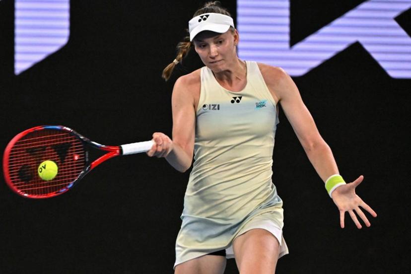 Kazakhstan's Elena Rybakina hits a shot against Czech Republic's Tereza Valentova during their women's singles match on day seven of the Australian Open tennis tournament in Melbourne on January 24, 2026.  Paul Crock / AFP