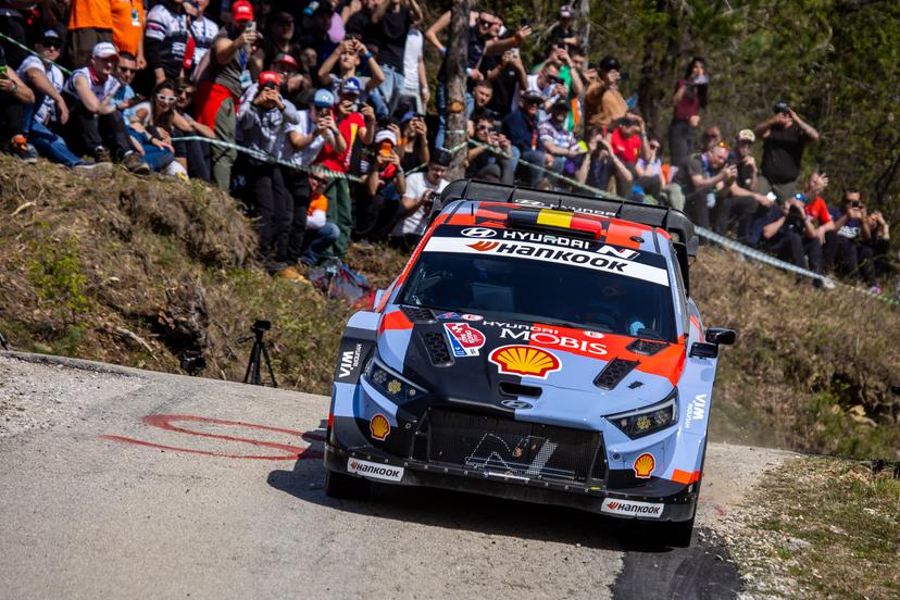 Thierry Neuville of Belgium and Martijn Wydaeghe of Belgium from Hyundai Shell Mobis World Rally Team in Hyundai i20 N Rally1 competes during Day Two of the FIA World Rally Championship Croatia on April 09, 2026 in village Grimalda, near Pazin, Istria County, Croatia. Photo: Igor Kralj/PIXSELL BELGIUM ONLY