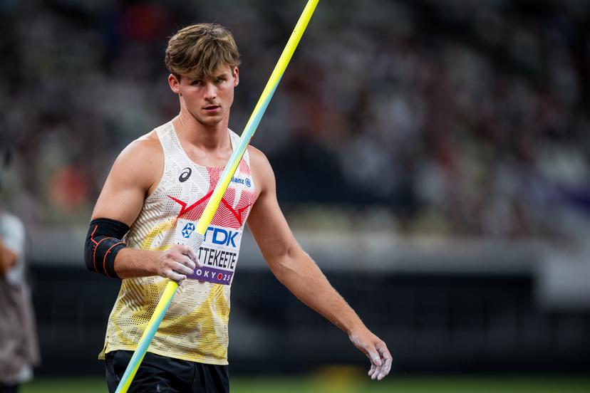 Belgian Jente Hauttekeete pictured in action during the Javelin Throw event of the men's Decathlon competition, at the World Athletics Championships in Tokyo, Japan, on Sunday 21 September 2025. The outdoor Worlds are taking place from 13 to 21 September. BELGA PHOTO JASPER JACOBS