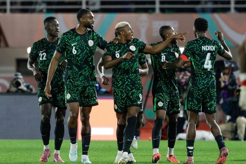 Nigeria's forward #09 Victor Osimhen (C) celebrates his goal during the Africa Cup of Nations (CAN) Group C football match between Nigeria and Tunisia at Fez Stadium in Fez on December 27, 2025.   Abdel Majid BZIOUAT / AFP