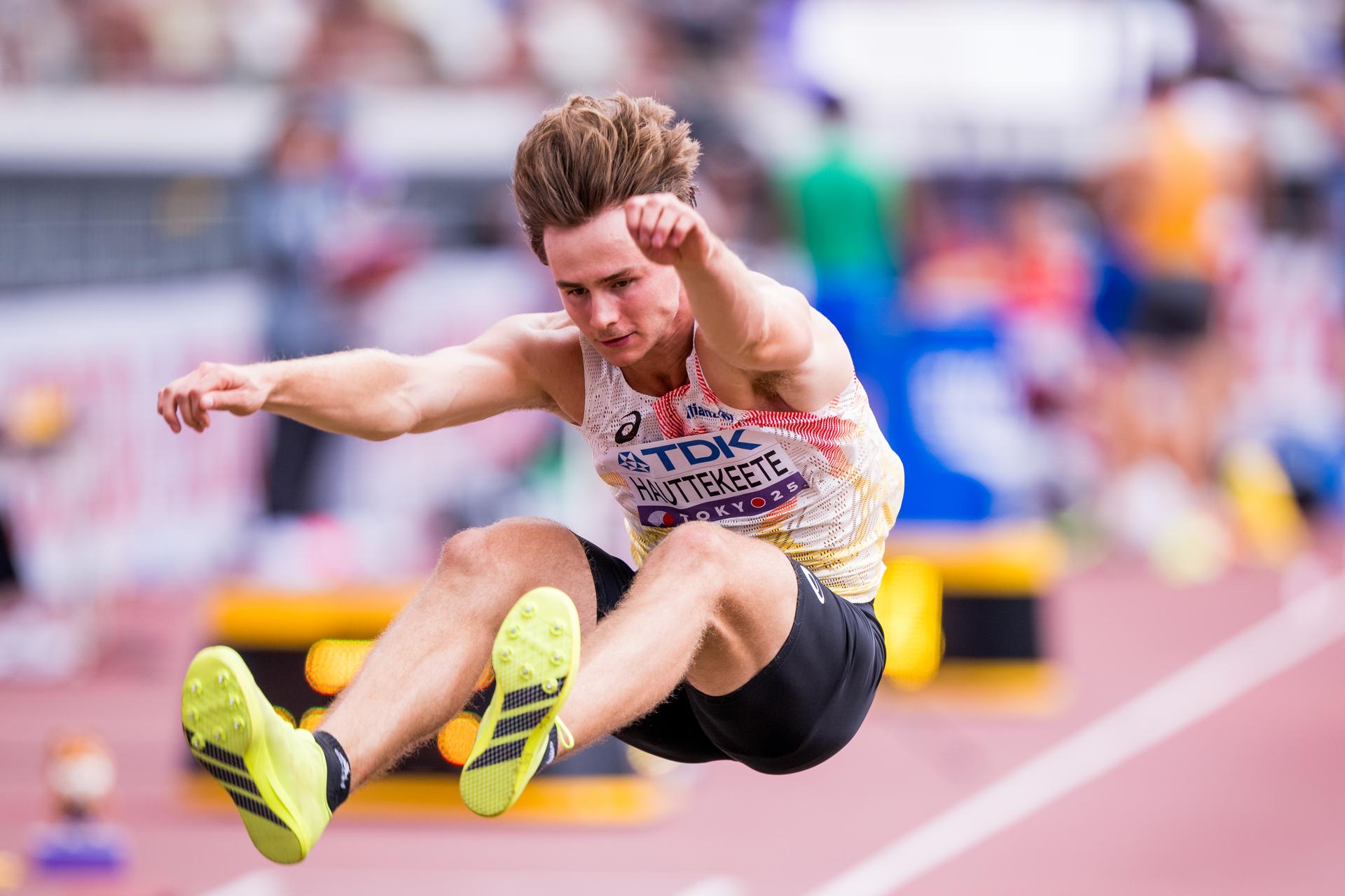 Belgian Jente Hauttekeete pictured in action during the Long Jump event of the men's Decathlon competition, at the World Athletics Championships in Tokyo, Japan, on Saturday 20 September 2025. The outdoor Worlds are taking place from 13 to 21 September. BELGA PHOTO JASPER JACOBS
