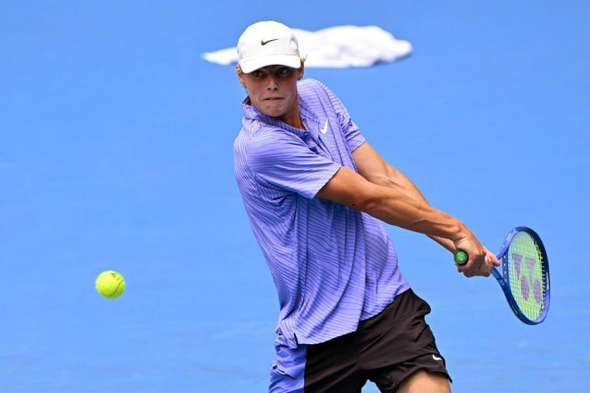 Cruz Hewitt of Australia hits a return during a practice session in Melbourne on January 15, 2026, ahead of the Australian Open tennis tournament starting on January 18.  William WEST / AFP