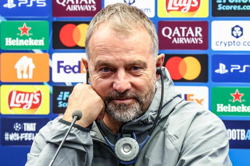 Barcelona's head coach Hansi Flick pictured during a press conference of Spanish FC Barcelona, on Tuesday 04 November 2025 in Brugge. The team is preparing for tomorrow's game against Belgian soccer team Club Brugge KV, on day four of the League phase of the UEFA Champions League tournament. BELGA PHOTO BRUNO FAHY
