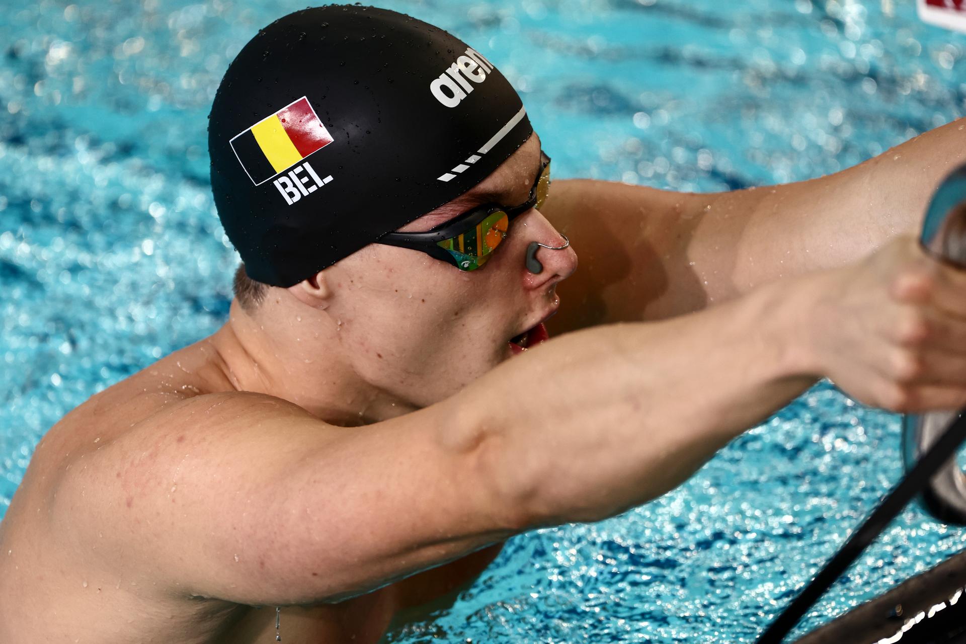 Belgian Noah Verreth pictured in action during the men's 100m backstroke at the European Aquatics Short Course Swimming Championships in Lublin, Poland, on Thursday 04 December 2025. BELGA PHOTO NIKOLA KRSTIC