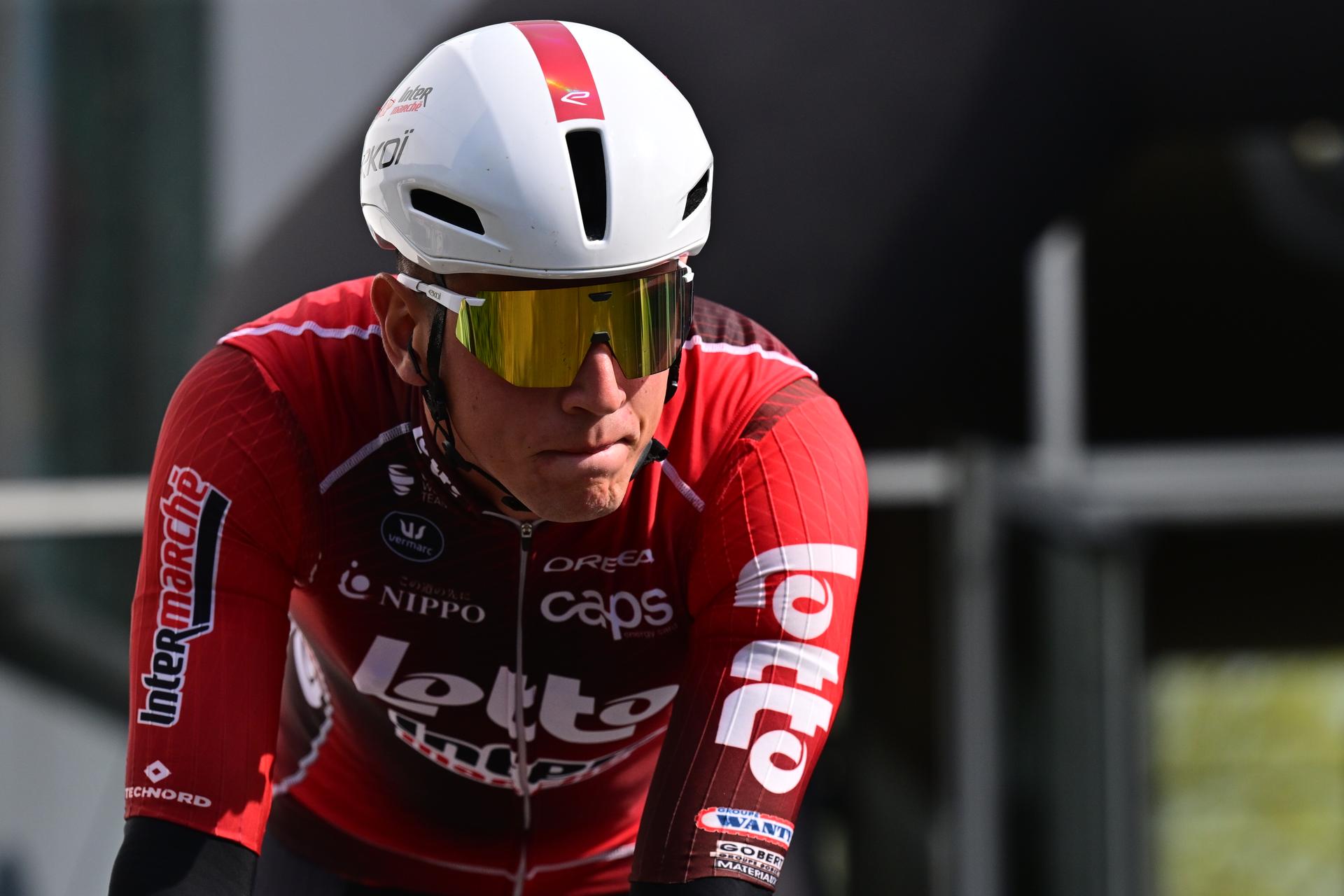 Belgian Steffen De Schuyteneer of Lotto-Intermarche and pictured before the start of the 'Bredene Koksijde Classic' one day cycling race, 203,4 km from Bredene to Koksijde, on Friday 20 March 2026. BELGA PHOTO DIRK WAEM
