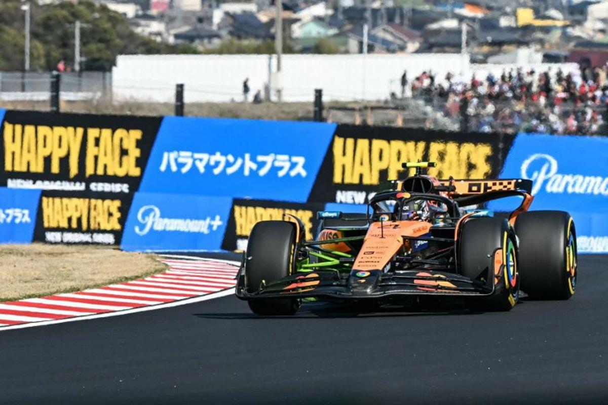 McLaren's British driver Lando Norris drives during the second practice session of the Formula One Japanese Grand Prix at the Suzuka circuit in Suzuka, Mie prefecture on April 4, 2025.  Toshifumi KITAMURA / AFP
