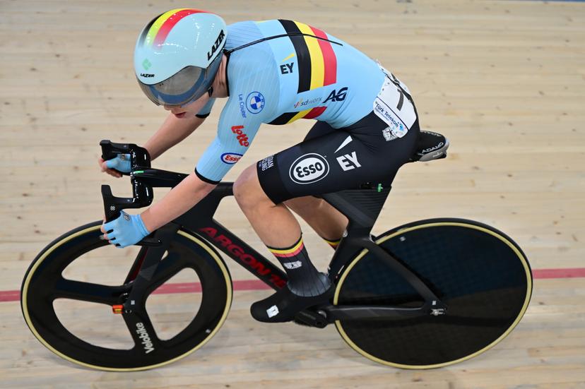Belgian Lotte Kopecky pictured in action during the Women's Point Race for the Individual Pursuit at day 4 of the 2026 UEC Track Elite European Championships, in Konya, Turkey, Wednesday 04 February 2026. The European Championships take place from 01 to 05 February 2026. BELGA PHOTO DIRK WAEM