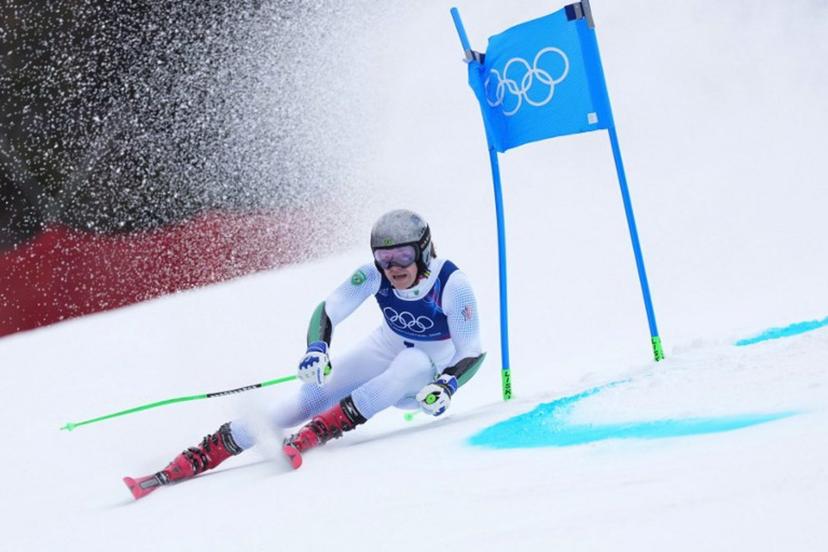 Brazil's Lucas Pinheiro Braathen competes in the first run of the men's giant slalom alpine skiing event during the Milano Cortina 2026 Winter Olympic Games at the Stelvio Ski Centre in Bormio (Valtellina) on February 14, 2026.  Dimitar DILKOFF / AFP