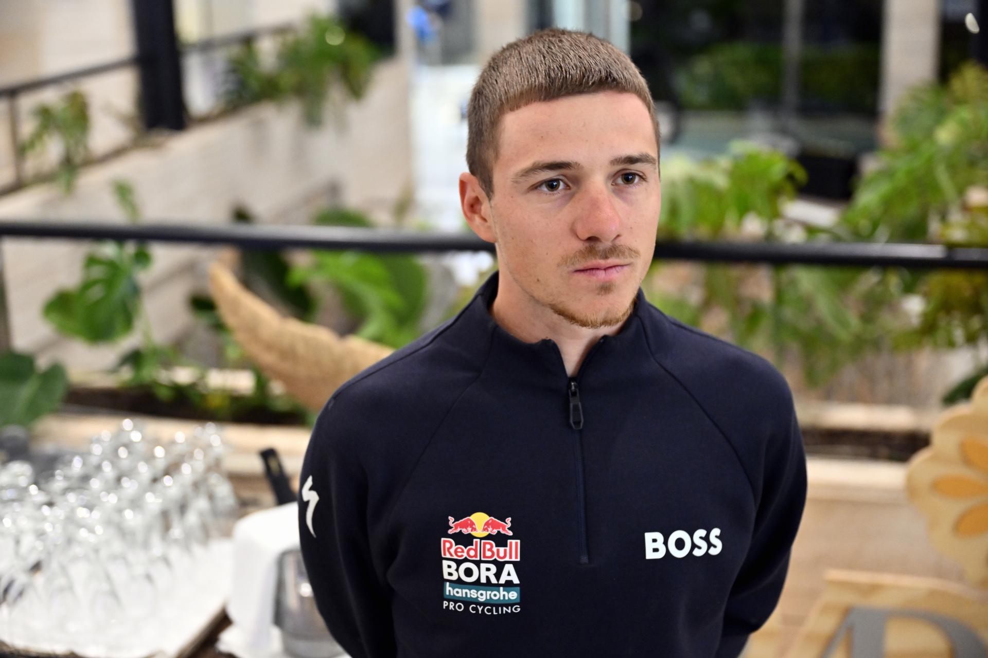 Belgian Remco Evenepoel of Red Bull-BORA-Hansgrohe pictured during a press meeting before the Trofeo Ses Salines Challenge Mallorca cycling race, Wednesday 28 January 2026 in Mallorca, Spain. On Thursday Belgian Evenepoel will participate in the Team Time Trial, the first race in the colors of his new team Red Bull-Bora-Hansgrohe. BELGA PHOTO ERIC LALMAND