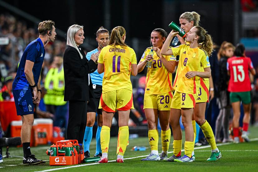 Elisabet GUNNARSDOTTIR head coach of Belgium during the women's UEFA Euro 2025 match between Portugal and Belgium at Stade de Tourbillon on July 11, 2025 in Sion, Switzerland. (Photo by Baptiste Fernandez/Icon Sport) BENELUX ONLY