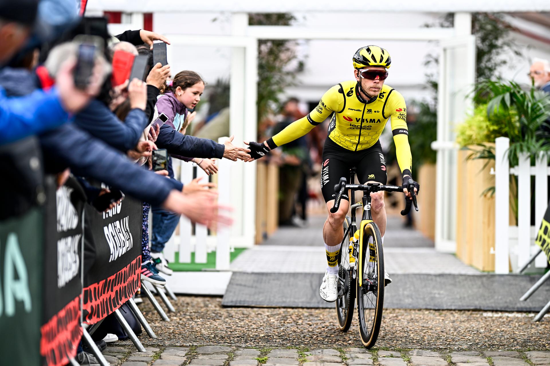 Belgian Julien Vermote of Team Visma-Lease a Bike pictured at the start of the men elite race of the 'Paris-Roubaix' one day cycling race, 259,2 km from Compiegne to Roubaix, France, on Sunday 13 April 2025. BELGA PHOTO JASPER JACOBS