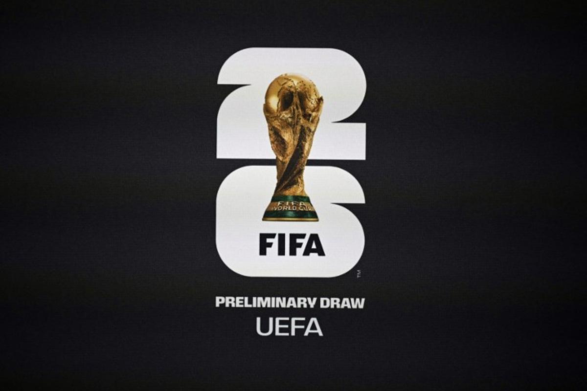 The logo of the European qualifiers for the 2026 Fifa World Cup  is pictured ahead of the event at the FIFA headquarters in Zurich, on December 13, 2024.  Fabrice COFFRINI / AFP