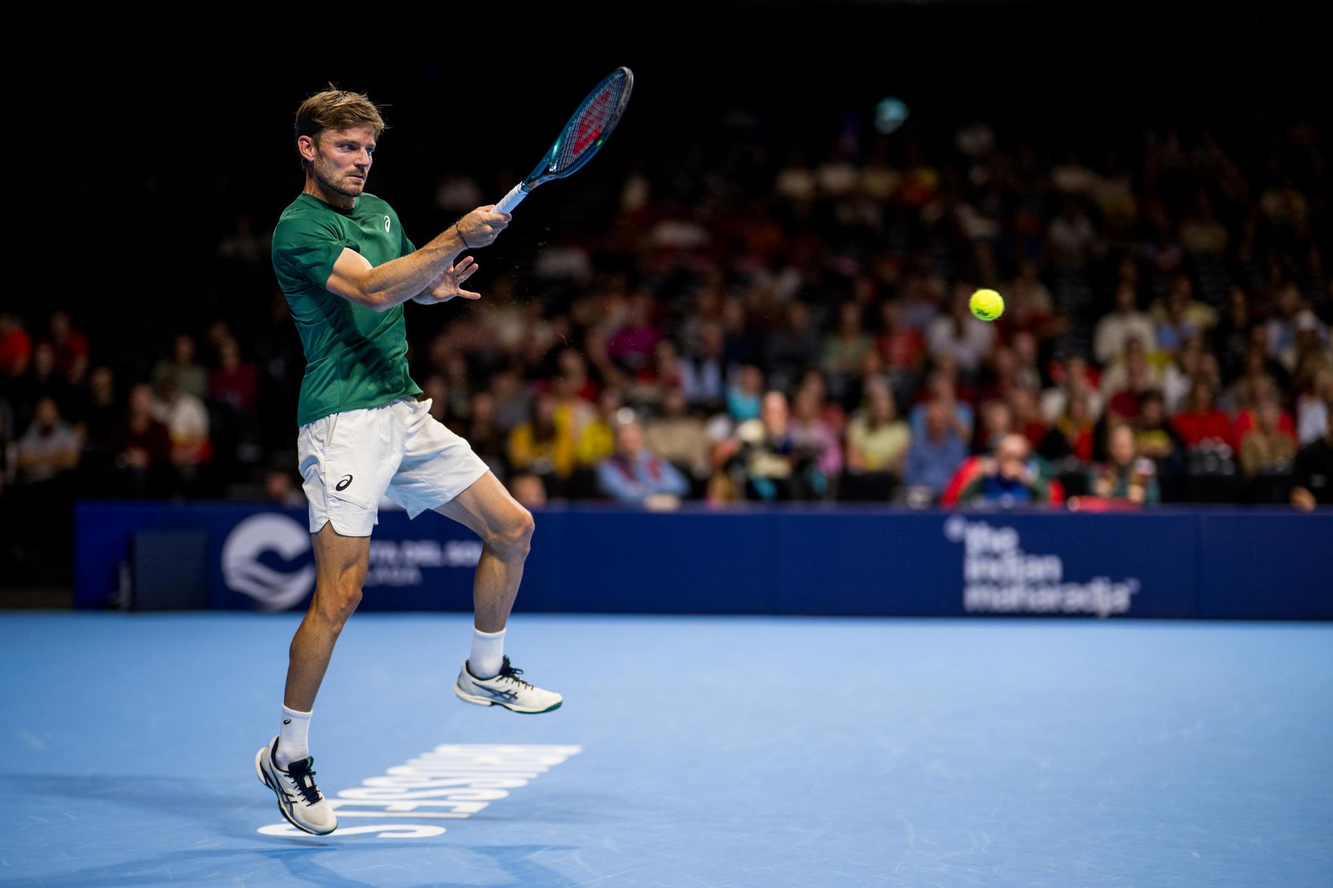 Belgian David Goffin pictured in action during the European Open ATP tennis tournament in Brussels, on Tuesday 14 October 2025. This year's edition of the tournament is taking place from 12 to 19 October 2025. BELGA PHOTO JASPER JACOBS