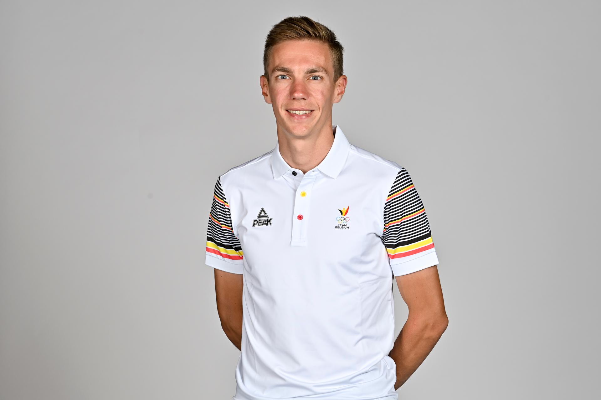 Belgian speed skater Bart Swings poses for the photographer at a photoshoot for the Belgian Olympic Committee BOIC - COIB ahead of the The World Games 2022 sports event, Monday 20 June 2022 in Deurne, Antwerp. BELGA PHOTO DIRK WAEM