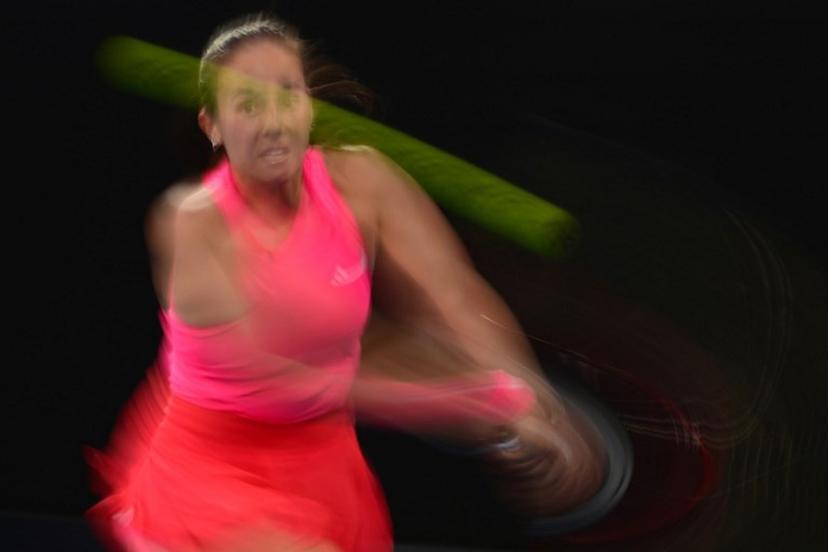 Russia's Daria Kasatkina hits a return against USA's Emma Navarro during their women's singles match on day nine of the Australian Open tennis tournament in Melbourne on January 20, 2025.  Yuichi YAMAZAKI / AFP