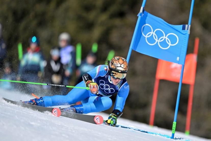 Italy's Federica Brignone competes in the first run of the women's giant slalom event during the Milano Cortina 2026 Winter Olympic Games at the Tofane Alpine Skiing Centre in Cortina d'Ampezzo on February 15, 2026.  Tiziana FABI / AFP