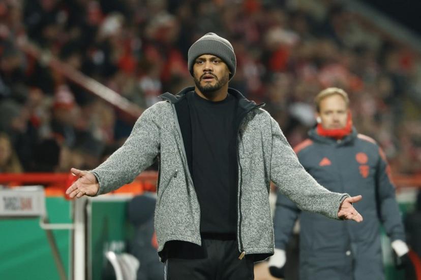 Bayern Munich's Belgian head coach Vincent Kompany reacts during the German Cup (DFB-Pokal) round of 16 football match between 1 FC Union Berlin and FC Bayern Munich in Berlin on December 3, 2025.  Odd ANDERSEN / AFP