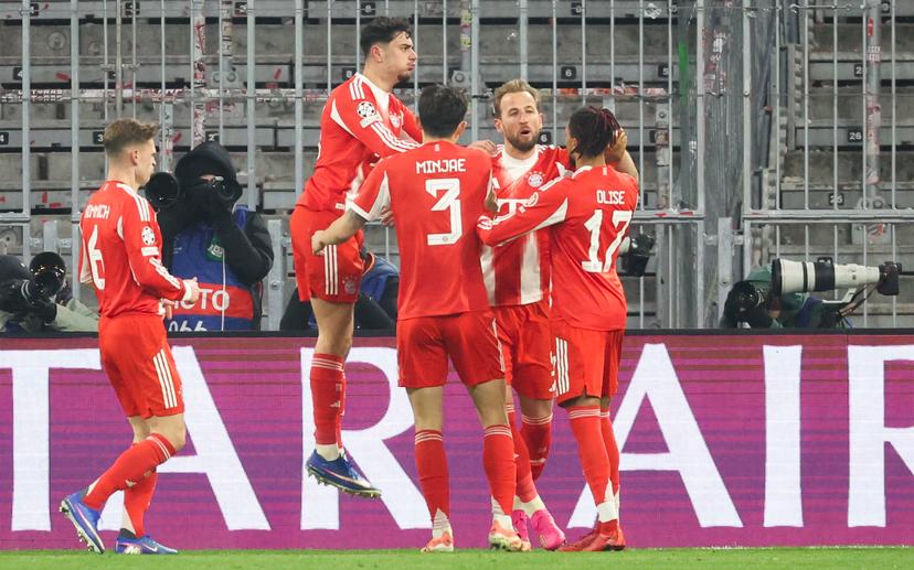 Bayern's Harry Kane celebrates after scoring during a soccer game between German FC Bayern Munich and Belgian Royale Union Saint-Gilloise, on Wednesday 21 January 2026 in Munich, on the seventh day of the League phase of the UEFA Champions League tournament. BELGA PHOTO VIRGINIE LEFOUR