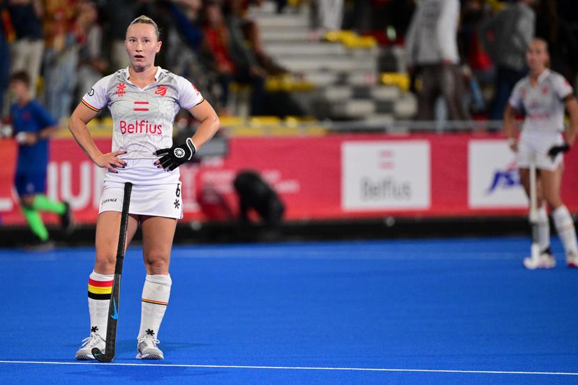 Belgium's Charlotte Englebert pictured after a field hockey game between Belgian national team Red Panthers and Spain during the group stage of the women's 2026 Hockey World Cup, on Tuesday 18 August 2026, in Wavre. The 2026 edition of the Hockey World Cup takes place in Belgium and The Netherlands from August 15 to August 30. BELGA PHOTO DIRK WAEM