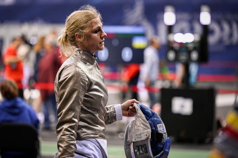 Fencing Athlete Jolien Corteyn looks dejected after losing a fight in the 1/16 round of the women's sabre competition, at the European Games in Krakow, Poland on Tuesday 27 June 2023. The 3rd European Games, informally known as Krakow-Malopolska 2023, is a scheduled international sporting event that will be held from 21 June to 02 July 2023 in Krakow and Malopolska, Poland. BELGA PHOTO LAURIE DIEFFEMBACQ