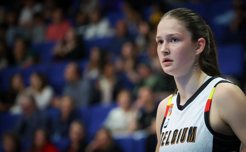 Belgium's Laura Vilcinskas pictured during a friendly basket game between Belgium's national team Belgian Cats and Italy, in Jemappes, on Friday 23 May 2025. BELGA PHOTO VIRGINIE LEFOUR