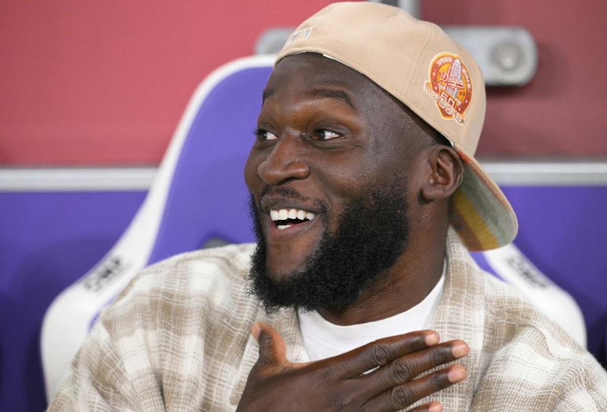Belgium's forward Romelu Lukaku reacts during his team's warm-up prior to the FIFA World cup 2026 1st round day 6, Group J qualification football match between Belgium and Kazakhstan, at the Lotto Park stadium in Anderlecht, Brussels Capital Region, on September 7, 2025.  NICOLAS TUCAT / AFP