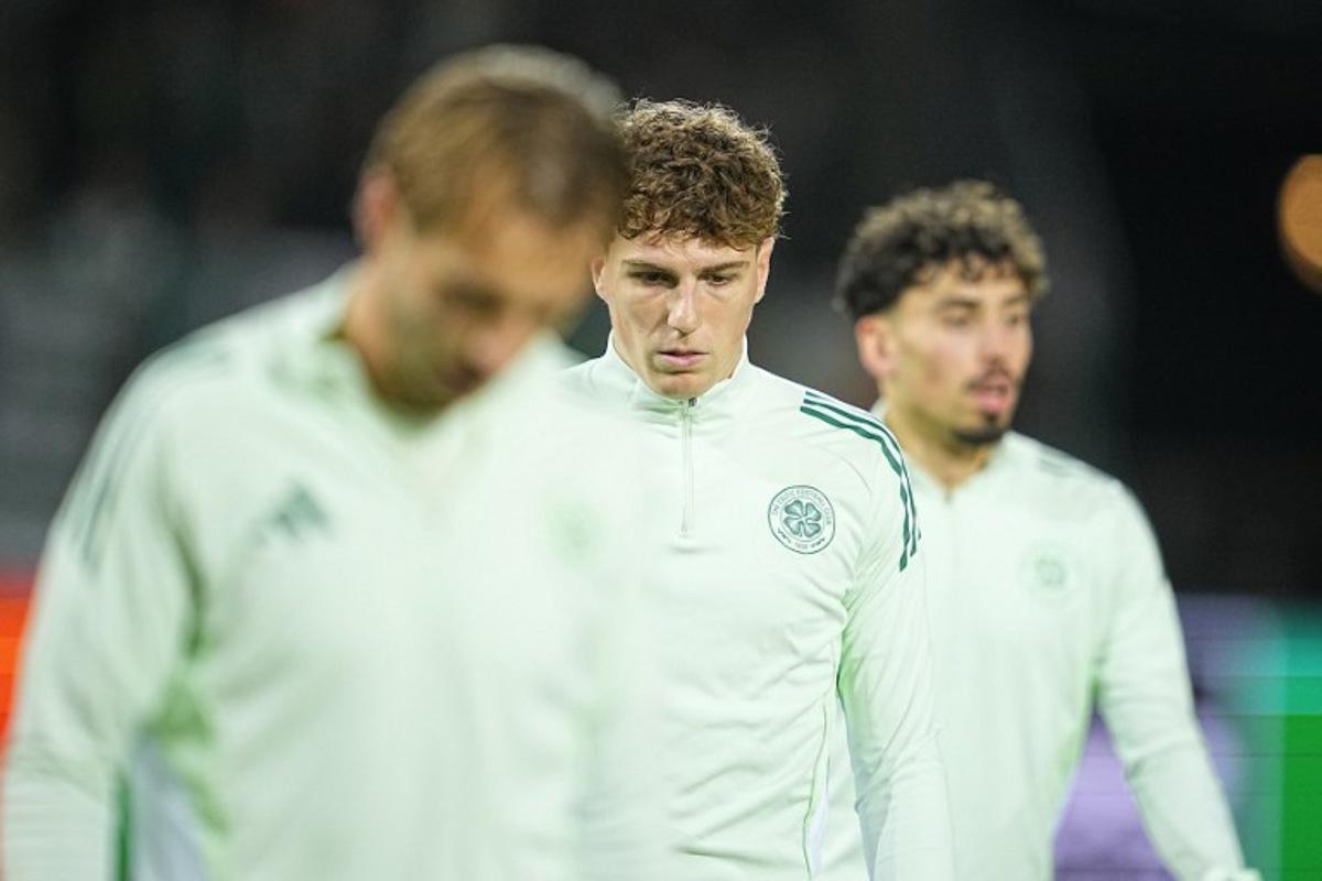 Celtic's Belgian midfielder #27 Arne Engels warms up prior to the UEFA Europa League football match between FC Midtjylland and Celtic FC in Herning, Denmark on November 6, 2025.  Bo Amstrup / Ritzau Scanpix / AFP