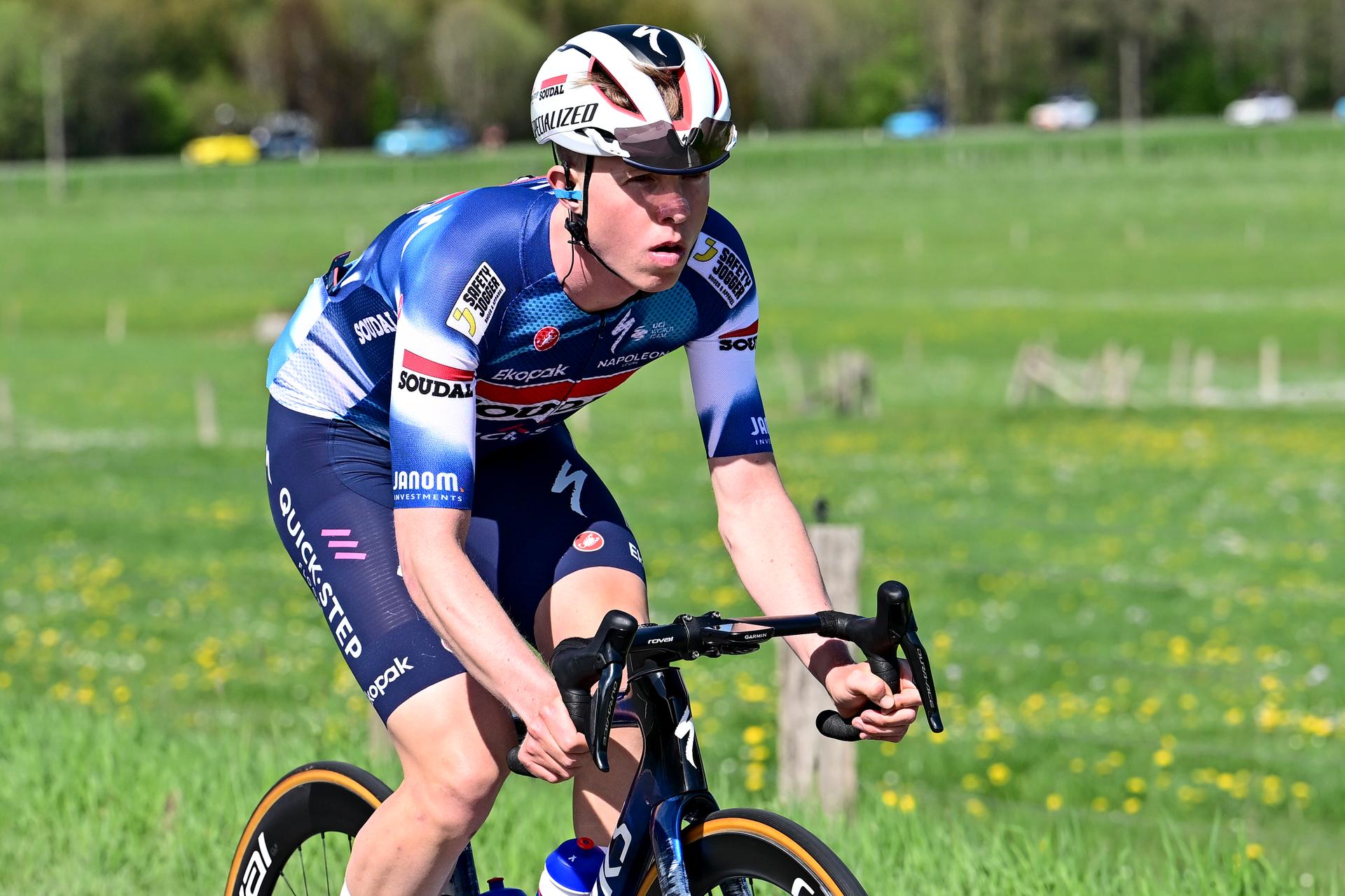 Belgian Gil Gelders of Soudal Quick-Step pictured in action during the men elite race of the Liege-Bastogne-Liege one day cycling event, 252km from Liege, over Bastogne to Liege, Sunday 27 April 2025. BELGA PHOTO MAARTEN STRAETEMANS