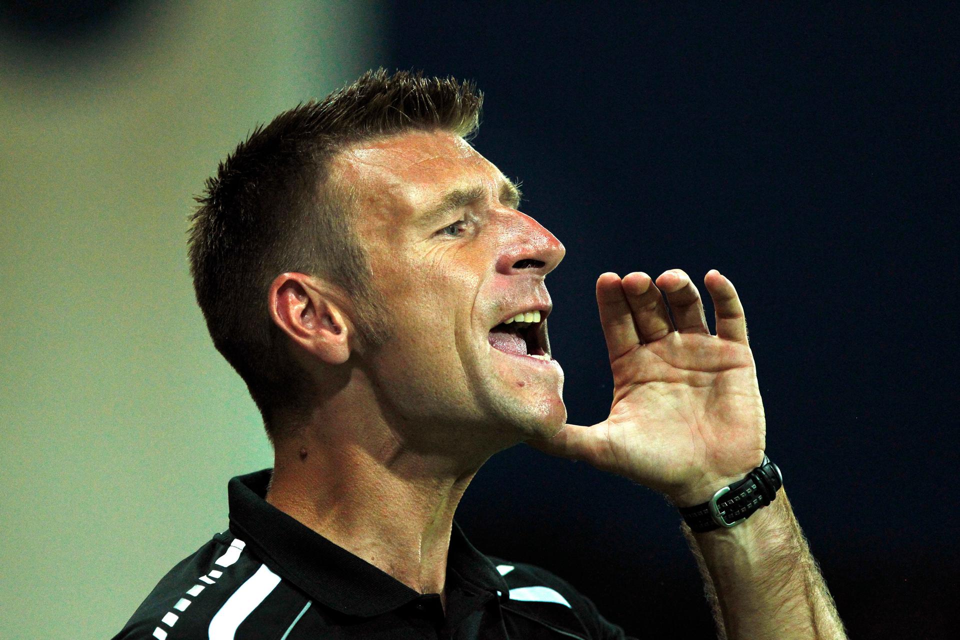 20120818 - BEVEREN-WAAS, BELGIUM: Waasland-Beveren's assistant coach David Penneman pictured during the Jupiler Pro League match between Waasland-Beveren and KAA Gent, in Beveren-Waas, Saturday 18 August 2012, on the fourth day of the Belgian soccer championship. BELGA PHOTO KRISTOF VAN ACCOM