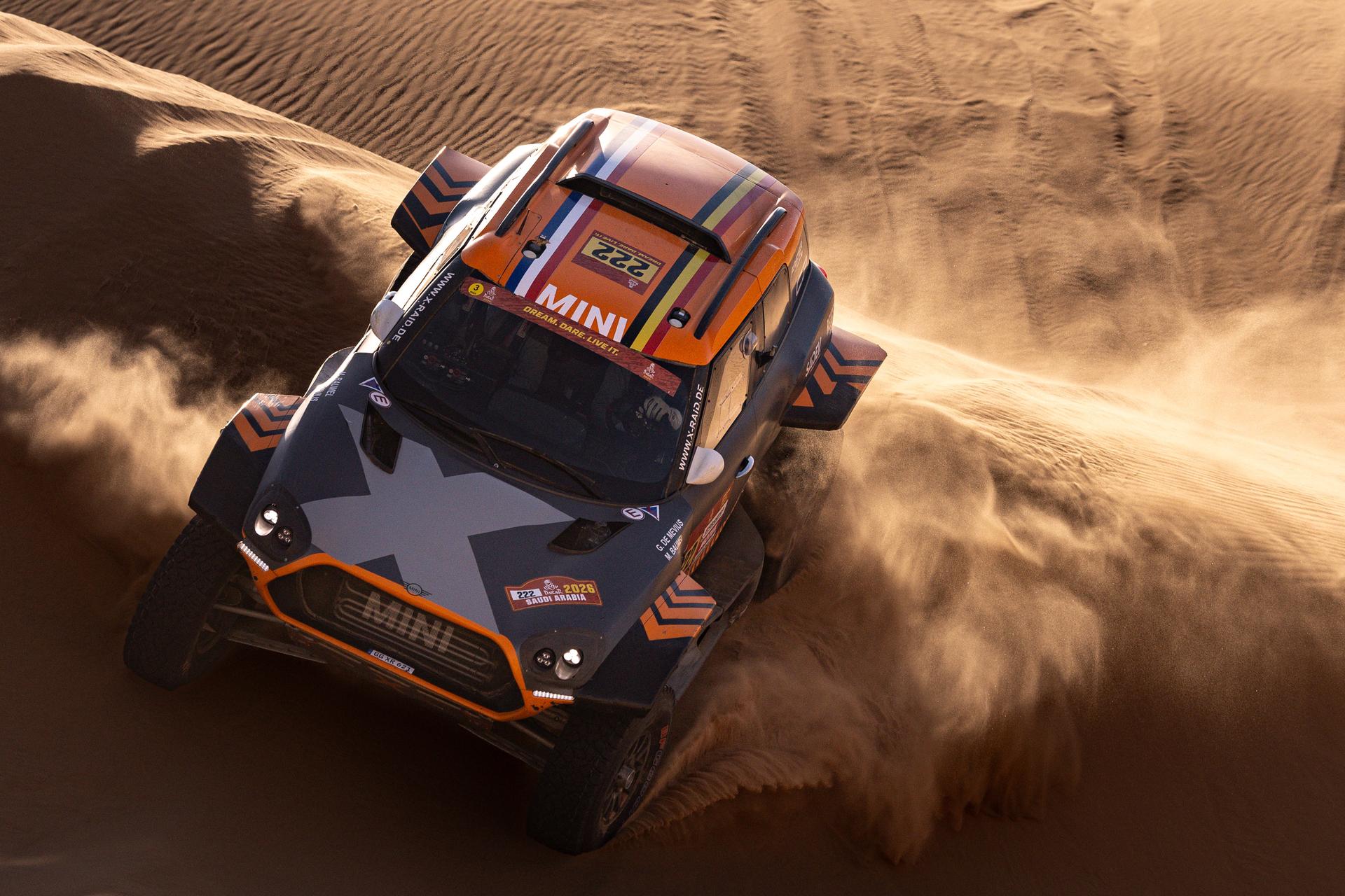 ATTENTION EDITORS - HAND OUT PICTURES - EDITORIAL USE ONLY - MANDATORY CREDIT: 'SIMON BAUCHAU'  Hand out picture released by Eric Dupain shows Guillaume de Mevius and Mathieu Baumel during stage 9 of the 2026 Dakar rally race in Wadi ad-Dawasir, Saudi Arabia on Tuesday 13 January 2026.  *** Belga and Belga Editorial Board decline all responsibility regarding the content of this picture. *** PHOTO HAND OUT - SIMON BAUCHAU