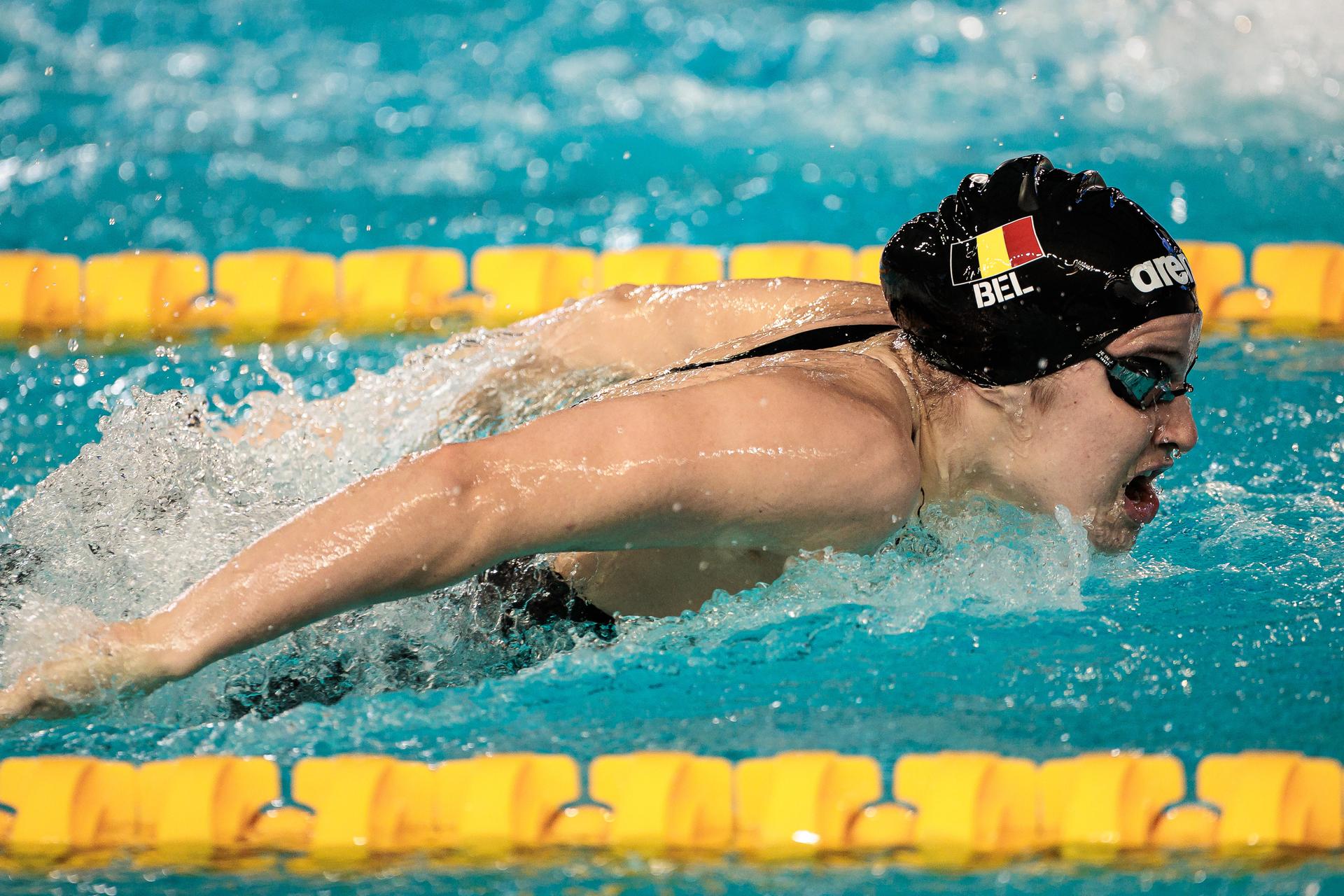 Sarah Dumont of Belgium during Women's 200m Butterfly Semifinal 1, in the European Aquatics Short Course Swimming Championships in Lublin, Poland, on Saturday 06 December 2025. BELGA PHOTO NIKOLA KRSTIC
