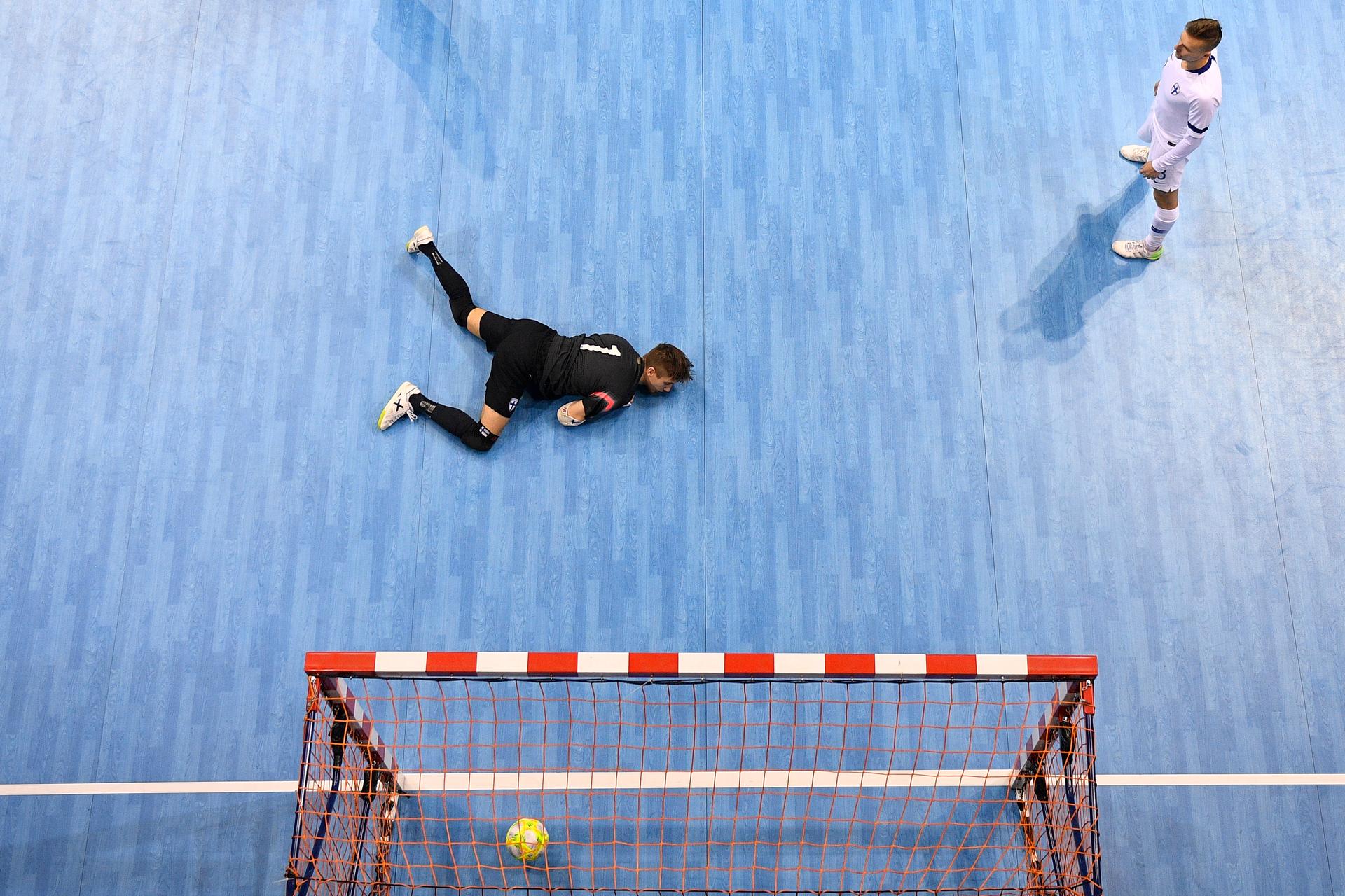 Illustration picture shows the 1-0 goal during a qualification game for the Euro 2022 in the group 7 between Belgium and Finland in the Country Hall in Angleur, Liege, Thursday 28 January 2021. BELGA PHOTO YORICK JANSENS
