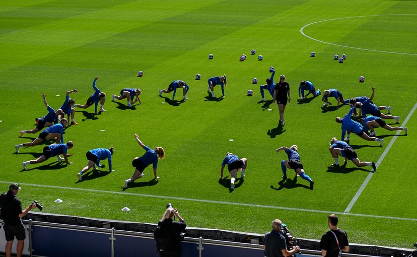 Illustration picture shows a training session of Iceland's national women's soccer team, Saturday 09 July 2022 in Wigan, England, ahead of the first group stage match in Group D of the Women's Euro 2022 tournament. The 2022 UEFA European Women's Football Championship is taking place from 6 to 31 July. BELGA PHOTO DAVID CATRY