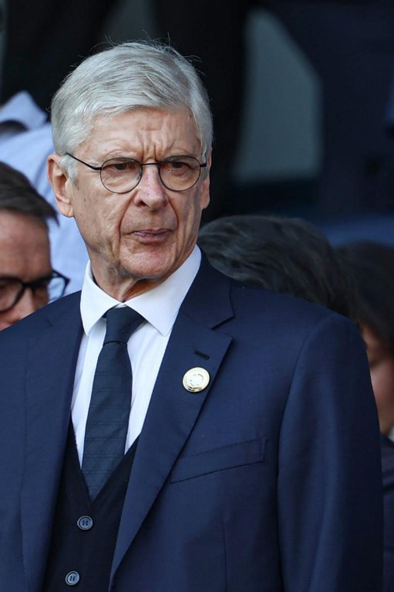 FIFA's Chief of Global Football Development and French former football coach Arsene Wenger attends the French L1 football match between Paris Saint-Germain (PSG) and SCO Angers at The Parc des Princes Stadium in Paris on April 5, 2025.  FRANCK FIFE / AFP
