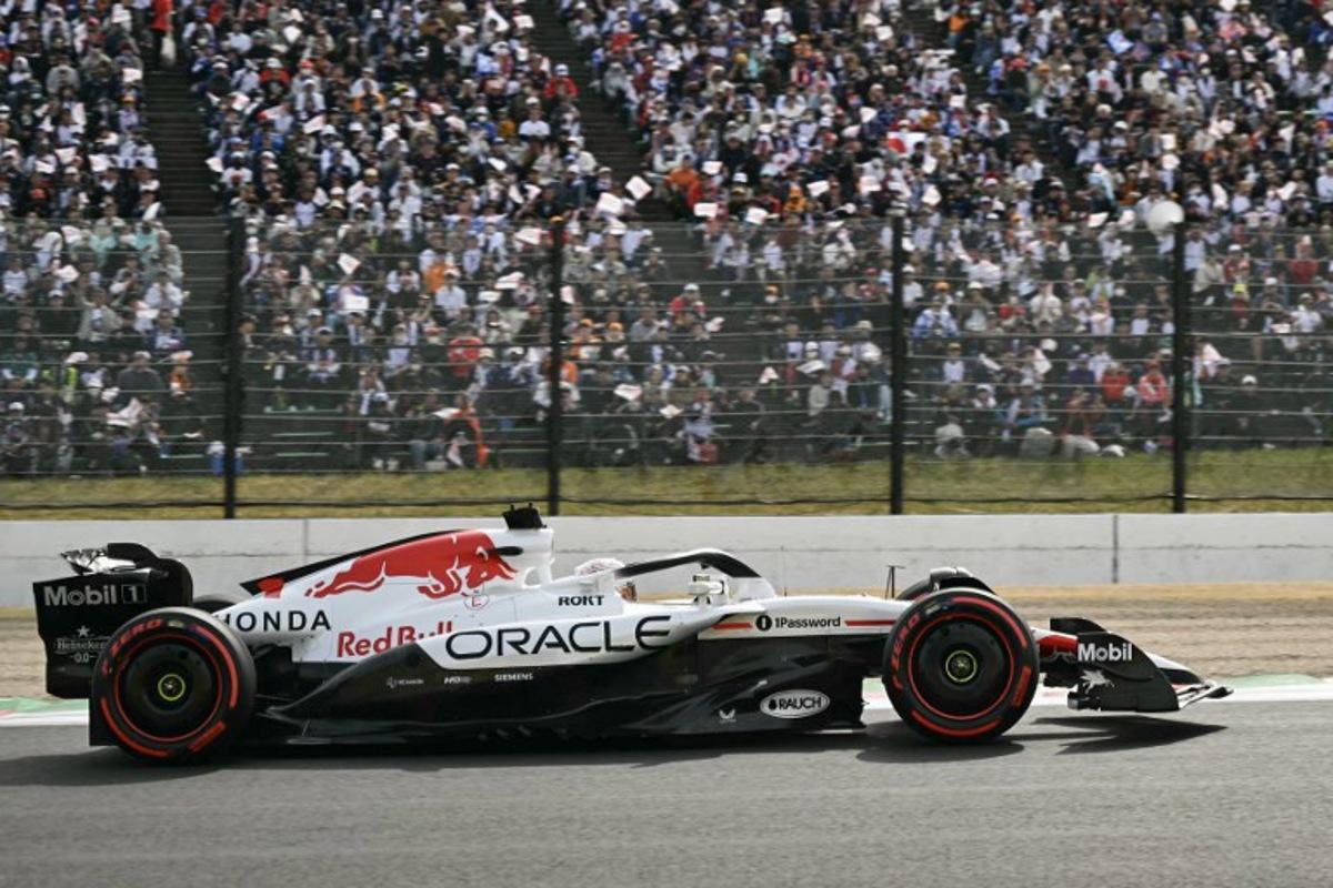Red Bull Racing's Dutch driver Max Verstappen drives during the qualifying session of the Formula One Japanese Grand Prix at the Suzuka circuit in Suzuka, Mie prefecture on April 5, 2025.  MOHD RASFAN / AFP