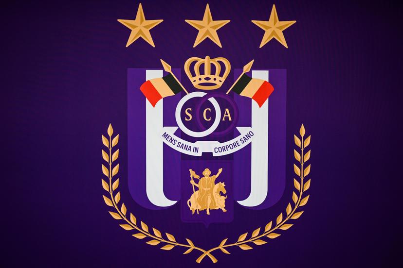 The RSC Anderlecht logo pictured at a soccer match between RSC Anderlecht and KVC Westerlo, Sunday 27 July 2025 in Anderlecht, on day 1 of the 2025-2026 'Jupiler Pro League' first division of the Belgian championship. BELGA PHOTO TOM GOYVAERTS