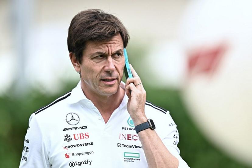 Mercedes' Austrian team principal and CEO Toto Wolff arrives at the paddock on the raceday of the Formula One Singapore Grand Prix night race at the Marina Bay Street Circuit in Singapore on October 5, 2025.  Lillian SUWANRUMPHA / AFP
