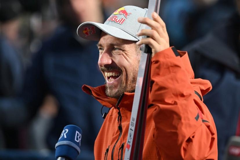 Netherland's Marcel Hirscher reactas during an interview after the men's Giant Slalom of the FIS Alpine Ski World Cup in Soelden, Austria, on October 27, 2024.  KERSTIN JOENSSON / AFP