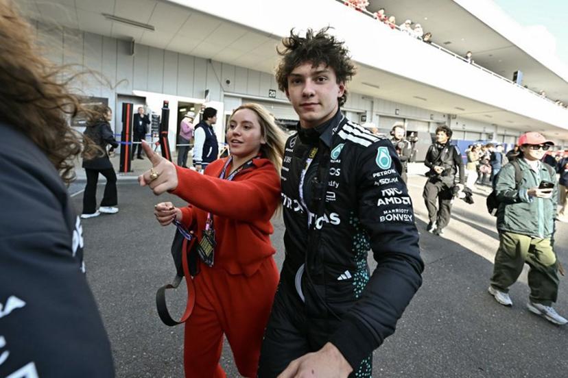 Mercedes' Italian driver Andrea Kimi Antonelli walks in the paddock after the second practice session of the Formula One Japanese Grand Prix at the Suzuka circuit in Suzuka, Mie prefecture on April 4, 2025.  MOHD RASFAN / AFP