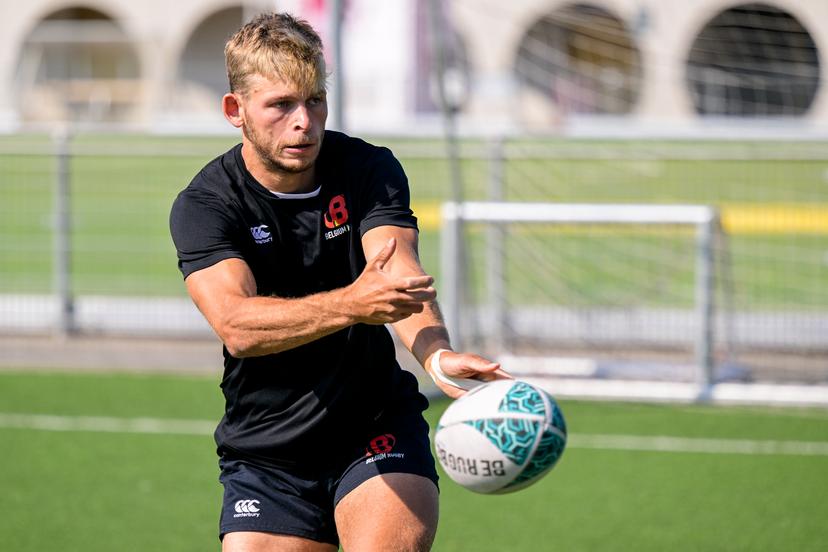 Belgian rugbyman Hugo De Francq pictured in action during a training camp organized by the BOIC-COIB Belgian Olympic Committee in Antwerp, ahead of the European Games in Poland, Thursday 15 June 2023. The 3rd European Games, informally known as Krakow-Malopolska 2023, is a scheduled international sporting event to will be held from 21 June to 02 July 2023 in Krakow and Malopolska, Poland. BELGA PHOTO LAURIE DIEFFEMBACQ