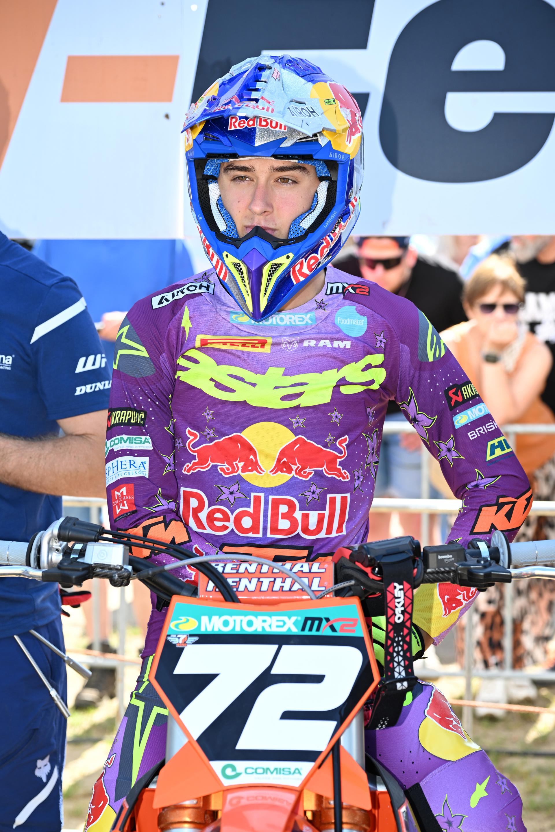 Belgian Liam Everts pictured before the sixth stage (6 of 10) of the the Belgian Championships motocross, at Keiheuvel, in Balen, Thursday 15 August 2024. BELGA PHOTO MAARTEN STRAETEMANS