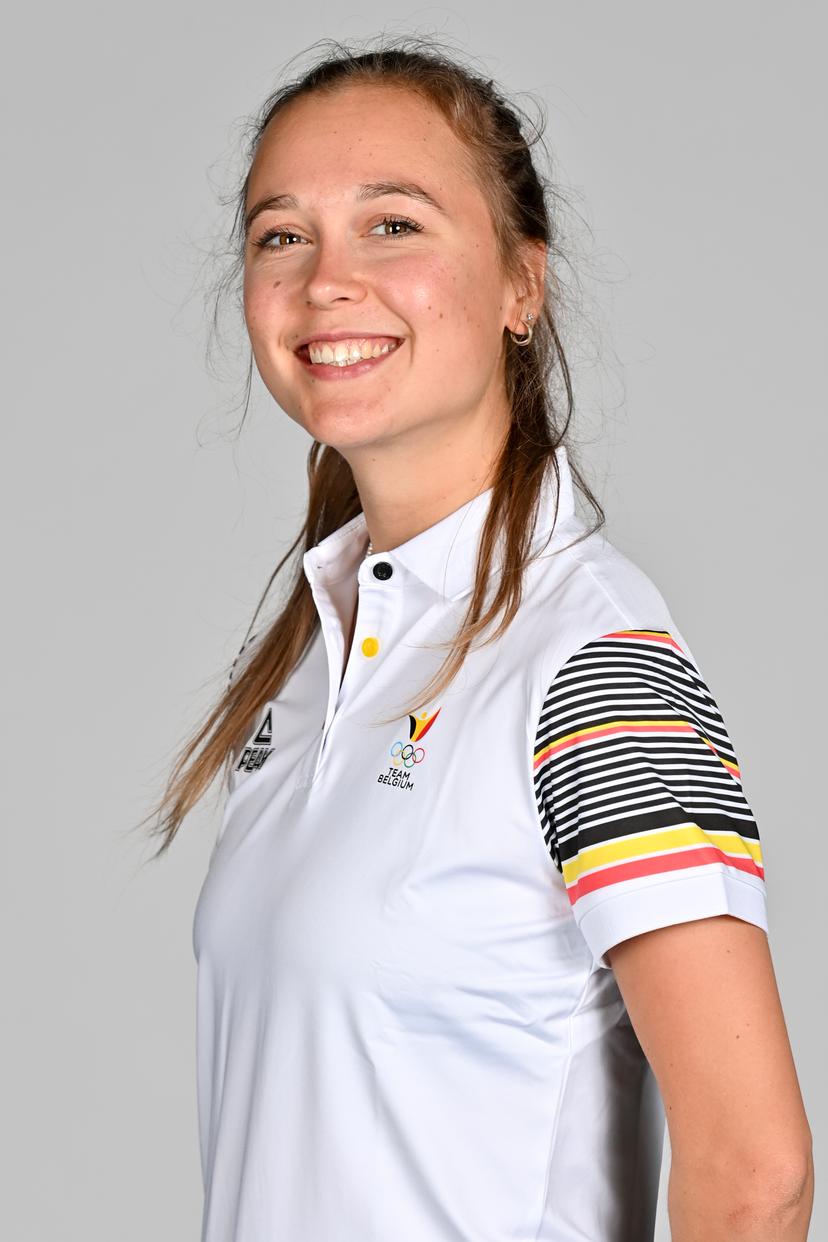 Tinne Gilis poses for the photographer at a photoshoot for the Belgian Olympic Committee BOIC - COIB ahead of the The World Games 2022 sports event, Monday 20 June 2022 in Deurne, Antwerp. BELGA PHOTO DIRK WAEM